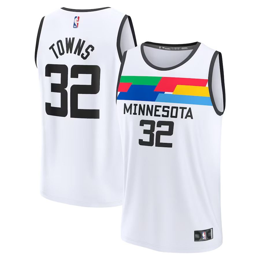 Men Minnesota Timberwolves #32 Karl-Anthony Towns Fanatics Branded White City Edition 2022-23 Fastbreak NBA Jersey->minnesota timberwolves->NBA Jersey
